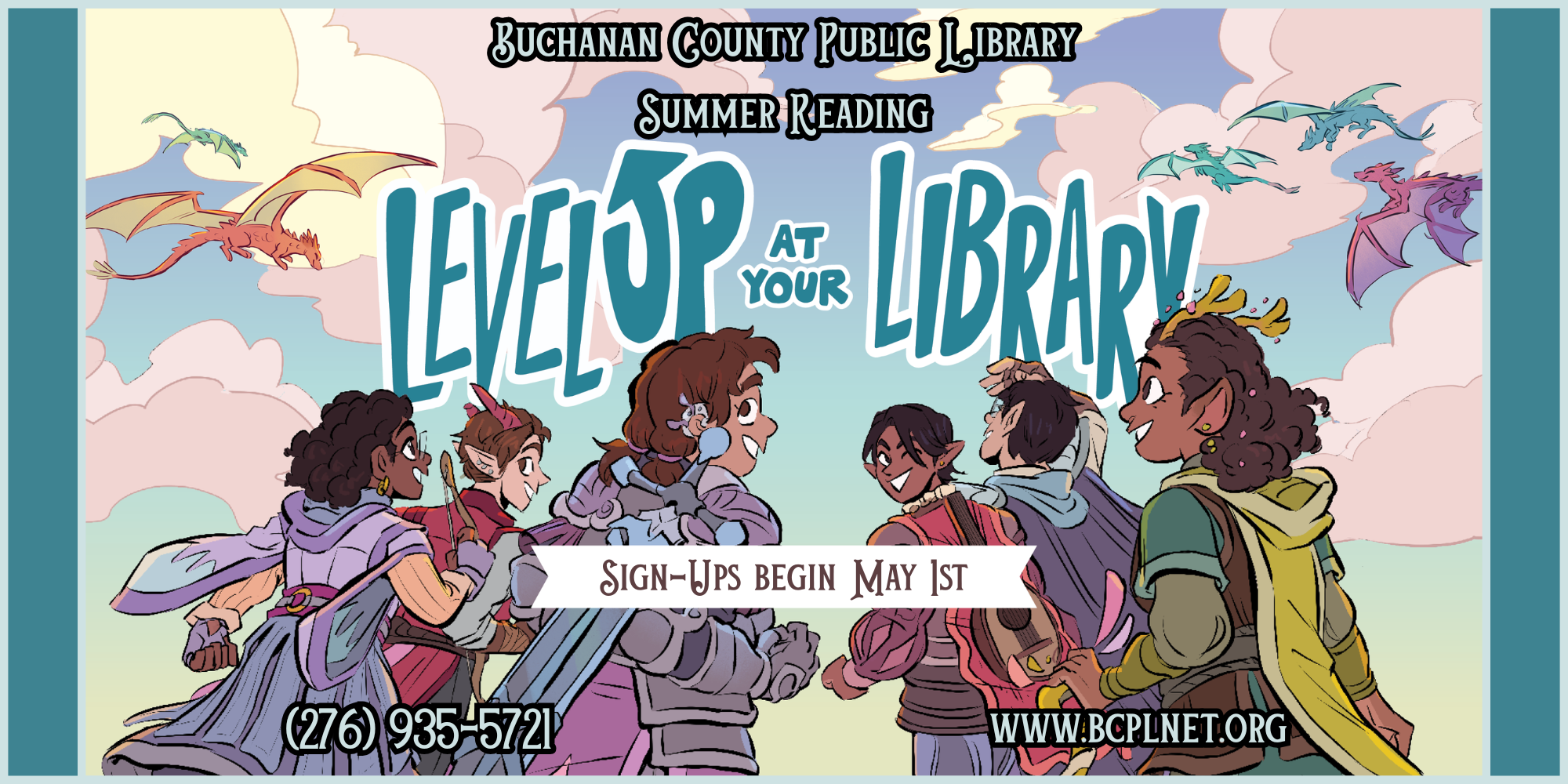 Buchanan County Public Library Summer Reading all ages Sign-Ups begin May 1st – Summer Reading Begins June 28th (8 x 4 in)