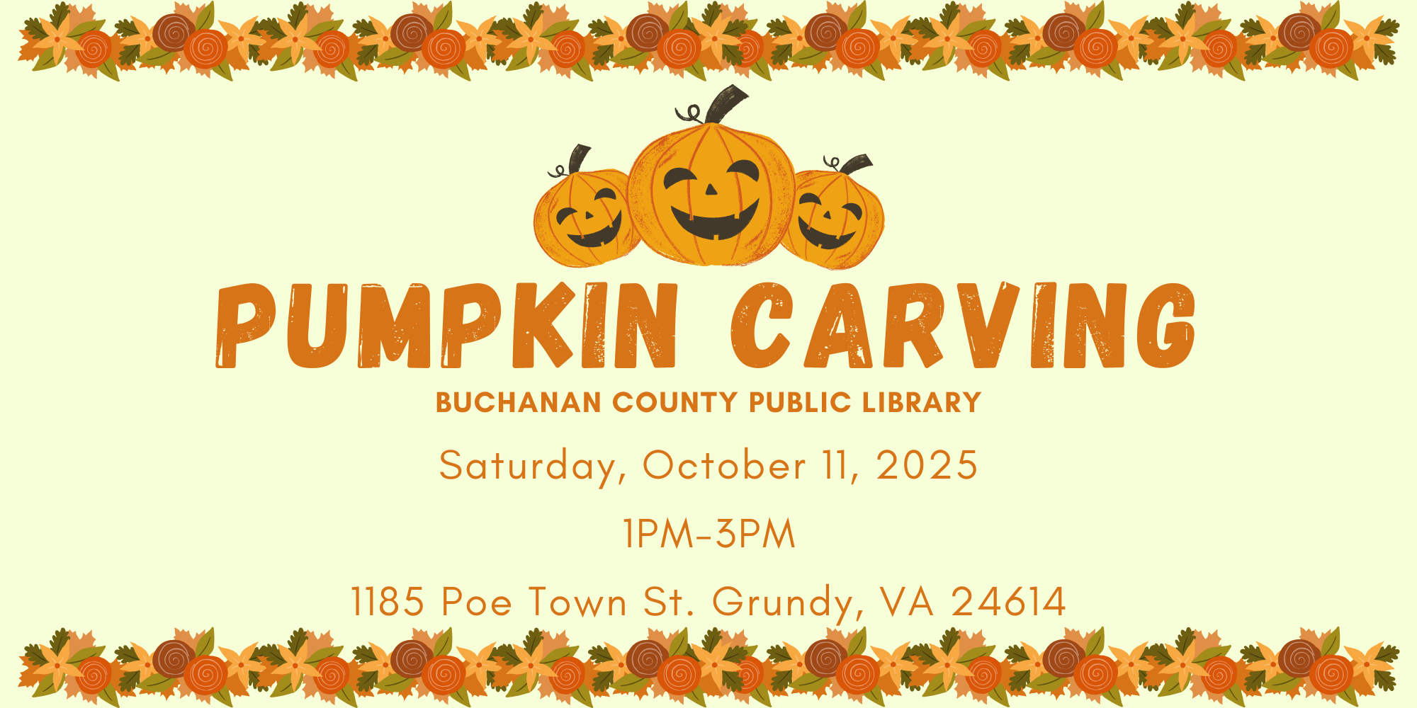 Orange Pumpkin Carving Invitation (8 x 4 in)
