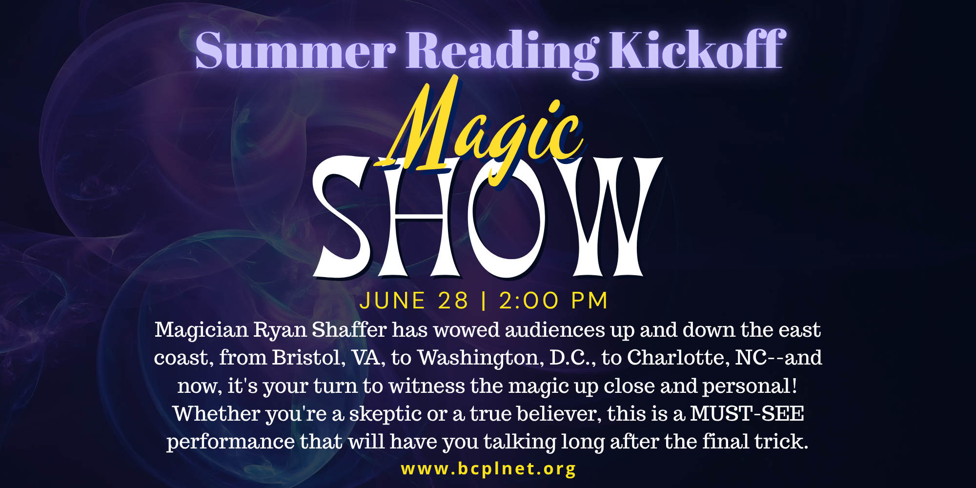 Purple and Yellow Modern Magic Show Flyer (8 x 4 in)(2)